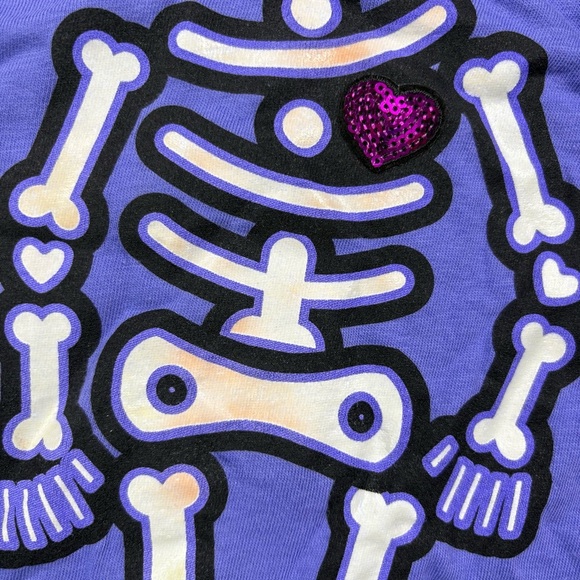 NWT Kids' Glow-in-the-Dark Skeleton Black & Purple Layered Tee | Size 4T - Picture 5 of 5